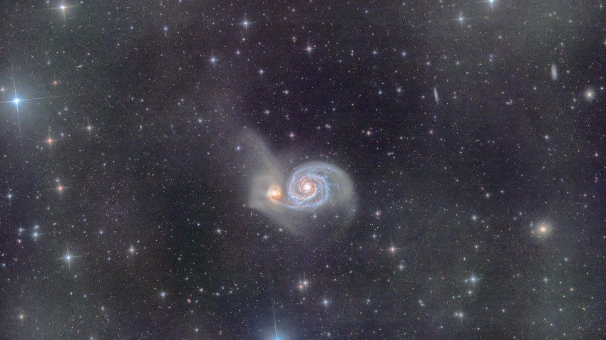 Ο γαλαξίας της δίνης (whirlpool galaxy Μ51) Συνολική έκθεση 6 ωρών με ψυχόμενη αστρονομικη καμερα και 8" Νευτώνειο τηλεσκόπιο Τοποθεσια: Αίπος, Χιος (υποψηφια τοποθεσια εγκατάστασης του Αστεροσκοπειου) Ημερομηνία: 24/5/2022