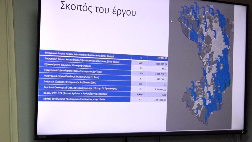 Η συνολική εξοικονόμηση ενέργειας από την αντικατάσταση των φωτιστικών θα φθάσει το 70,81%.