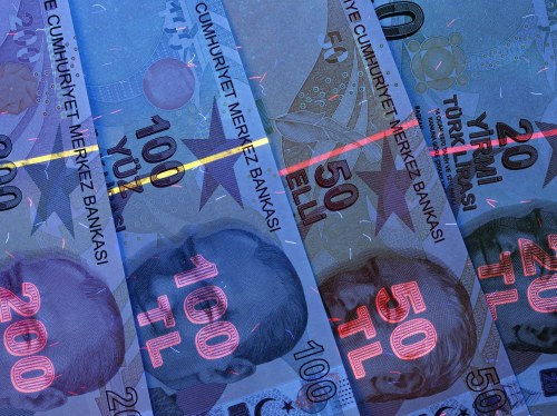 Turkish money in UV rays - Αριθμός άδειας φωτογραφίας για το politischios.gr: 72L34DK8TX