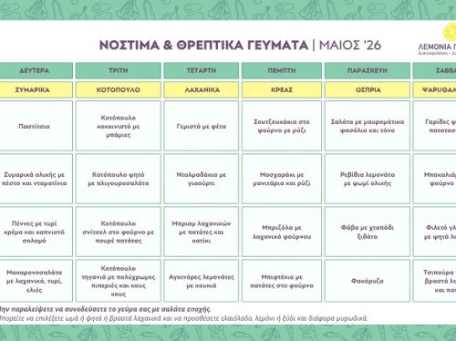 Συνταγολόγιο Μαΐου από τη Διατροφολόγο - Διαιτολόγο MSc, Λεμονιά Γαλανού