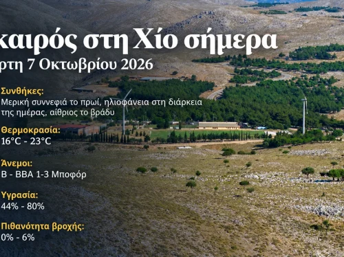 Ο καιρός στη Χίο, σήμερα 7 Οκτωβρίου 2026