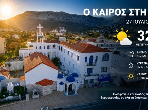 Ο καιρός στη Χίο, σήμερα 27 Ιουλίου 2026