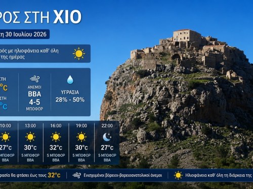 Ο καιρός στη Χίο, σήμερα 30 Ιουλίου 2026