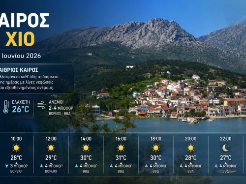 Ο καιρός στη Χίο, σήμερα 25 Ιουνίου 2026