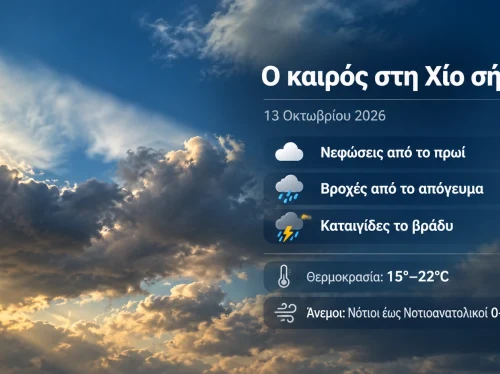 Ο καιρός στη Χίο σήμερα 13 Οκτωβρίου 2026