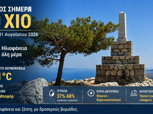 Ο καιρός στη Χίο, σήμερα 31 Αυγούστου 2026