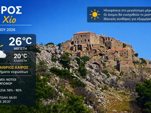 Ο καιρός στη Χίο, σήμερα 4 Ιουνίου 2026
