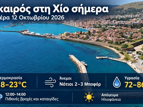Ο καιρός στη Χίο, σήμερα 12 Οκτωβρίου 2026