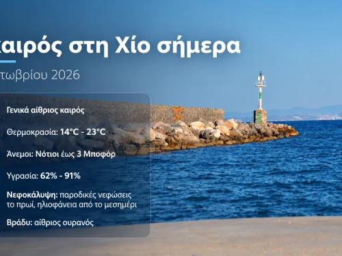 Ο καιρός στη Χίο, σήμερα 22 Οκτωβρίου 2026