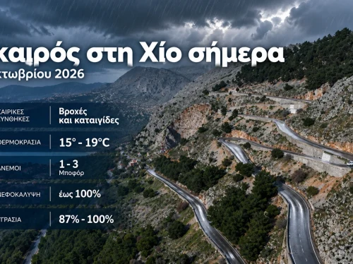 Ο καιρός στη Χίο, σήμερα 26 Οκτωβρίου 2026