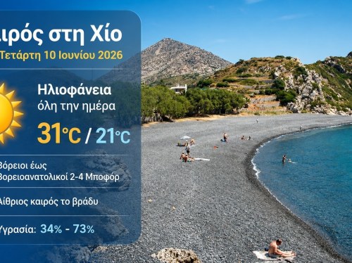 Ο καιρός στη Χίο σήμερα 10 Ιουνίου 2026