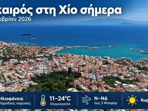 Ο καιρός στη Χίο, σήμερα 8 Οκτωβρίου 2026