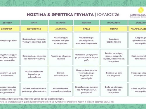 Συνταγολόγιο Ιουλίου από τη Διατροφολόγο - Διαιτολόγο MSc, Λεμονιά Γαλανού
