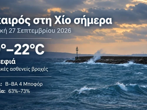 Ο καιρός στη Χίο, σήμερα 27 Σεπτεμβρίου 2026